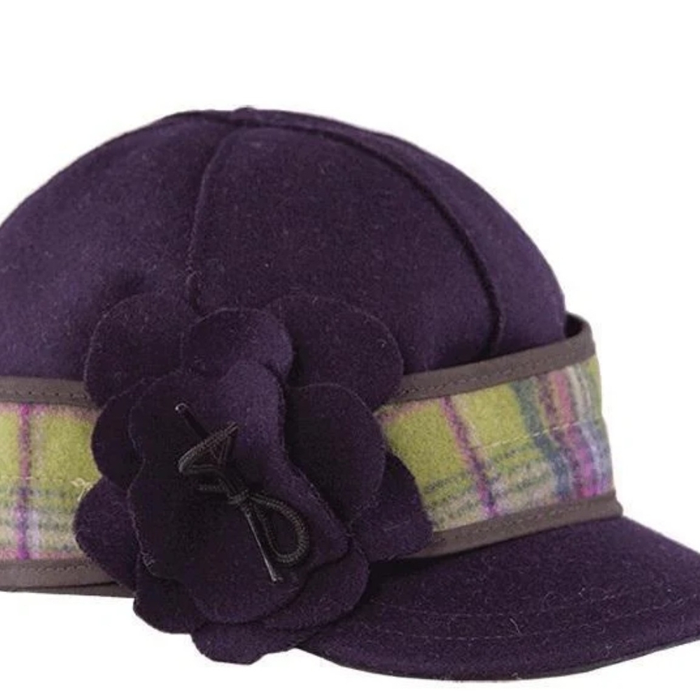 Stormy Kromer Stylish Purple  Hat with Floral Accent
